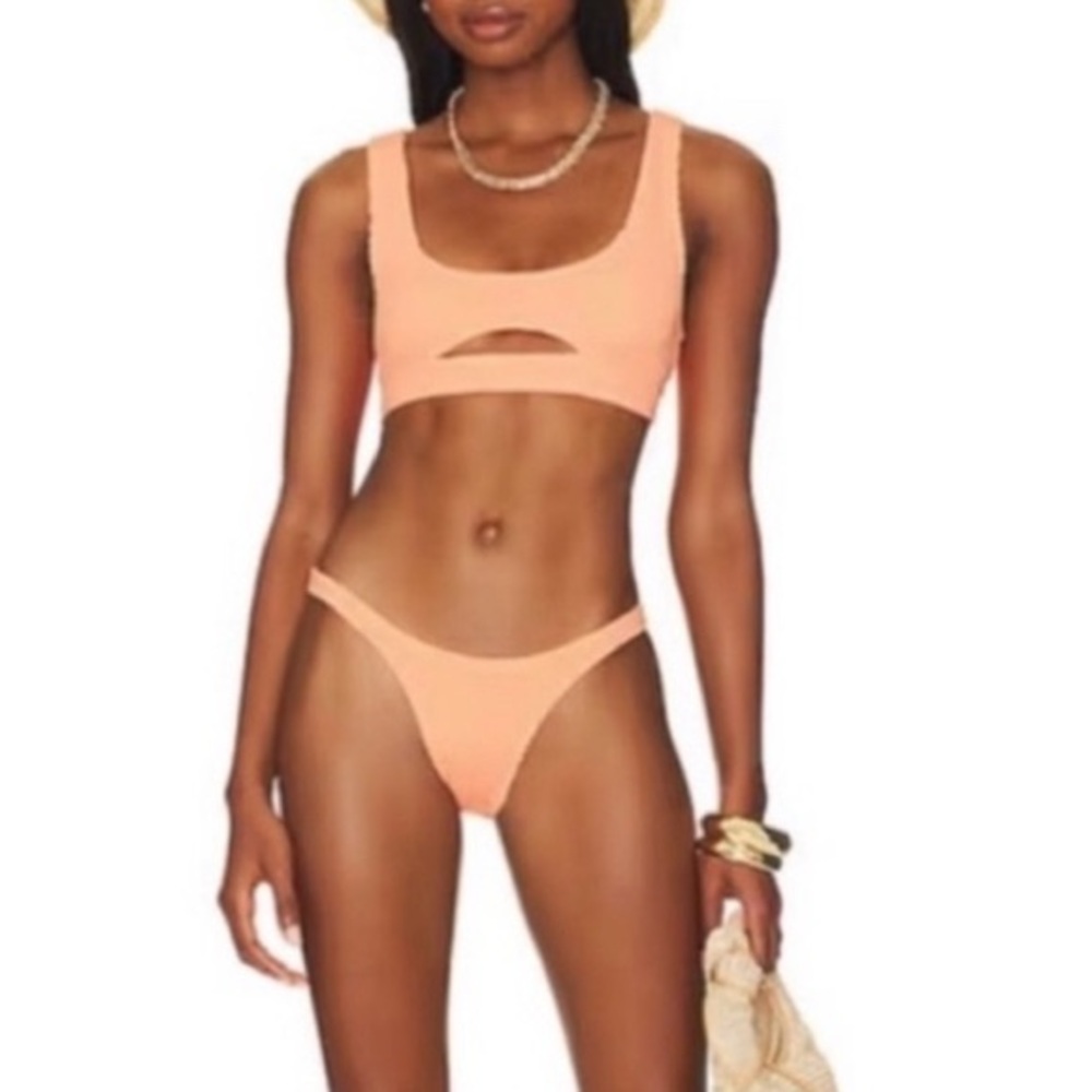 NEW Bond-Eye Women's Bikini Set Sasha Crop Stretchy Orange Swimsuit ONE SIZE